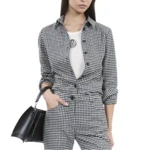 The Kooples Monochrome Checkered Women's Wool Vicky Shirt size 0 NWT